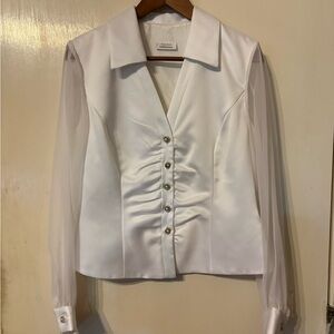 Dress Barn Elegant White Button-Up Blouse Size 12